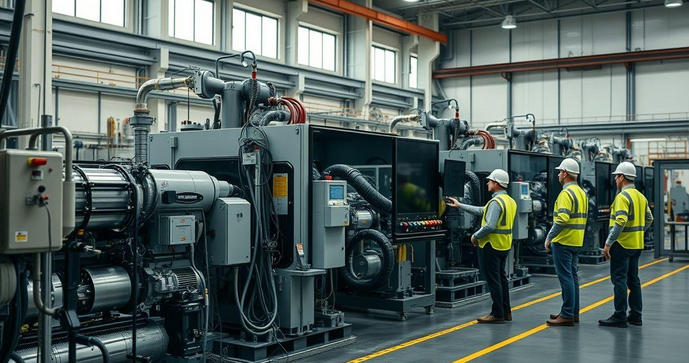 Instalação de máquinas industriais para produtividade máxima Instalação de máquinas industriais para produtividade máxima